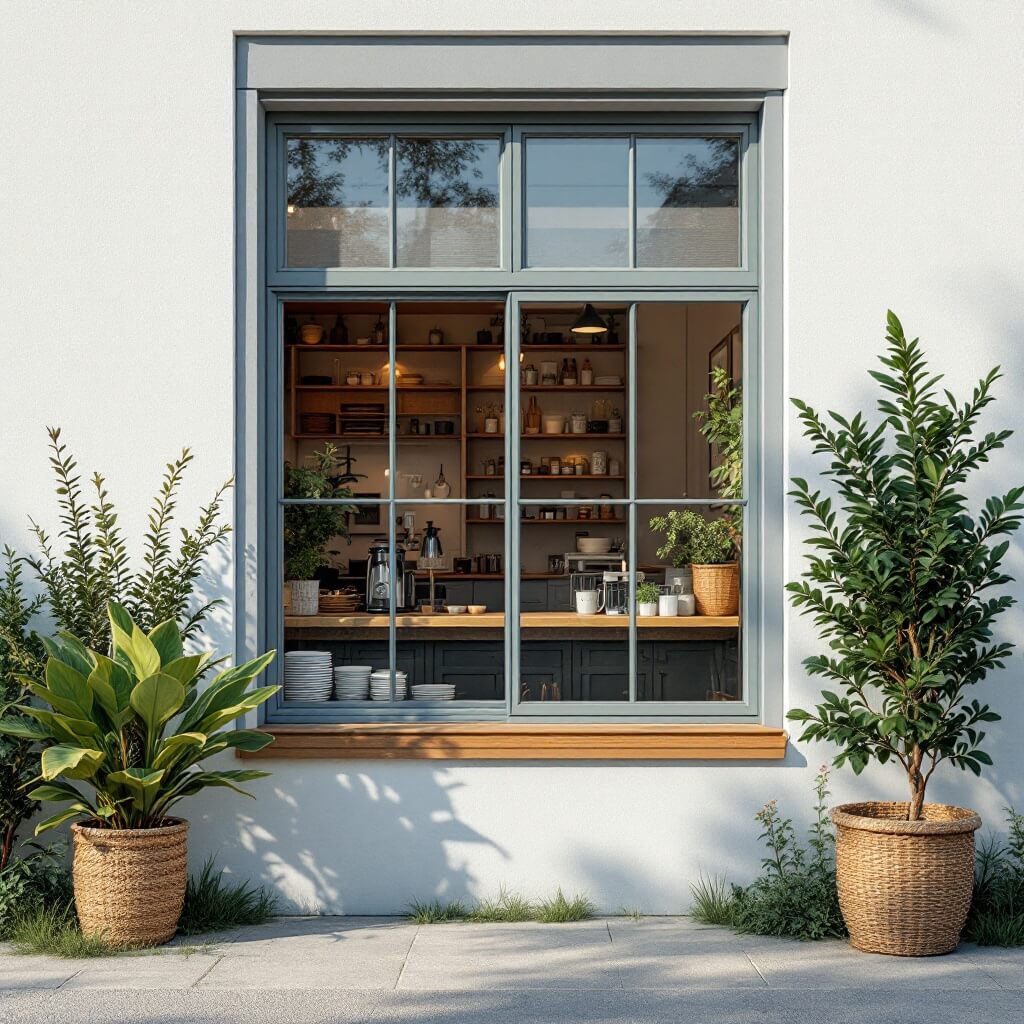 sliding windows for coffee store in summer