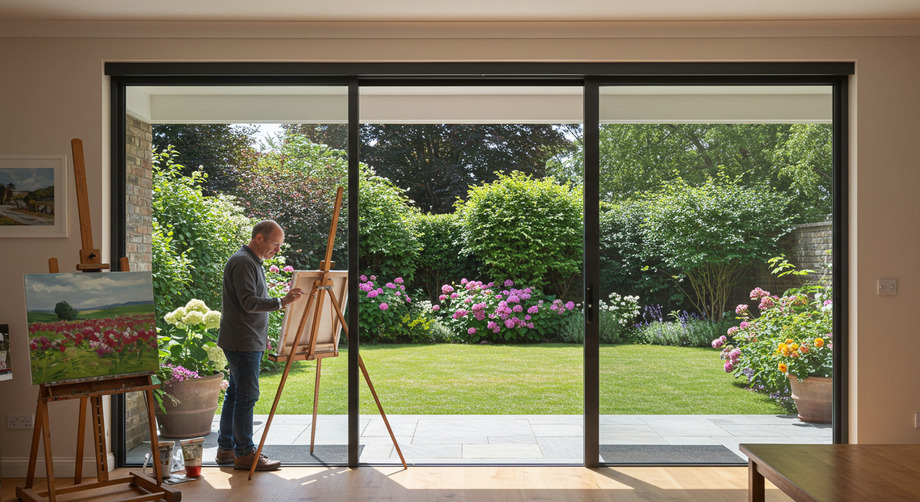 Black Aluminum Sliding Door