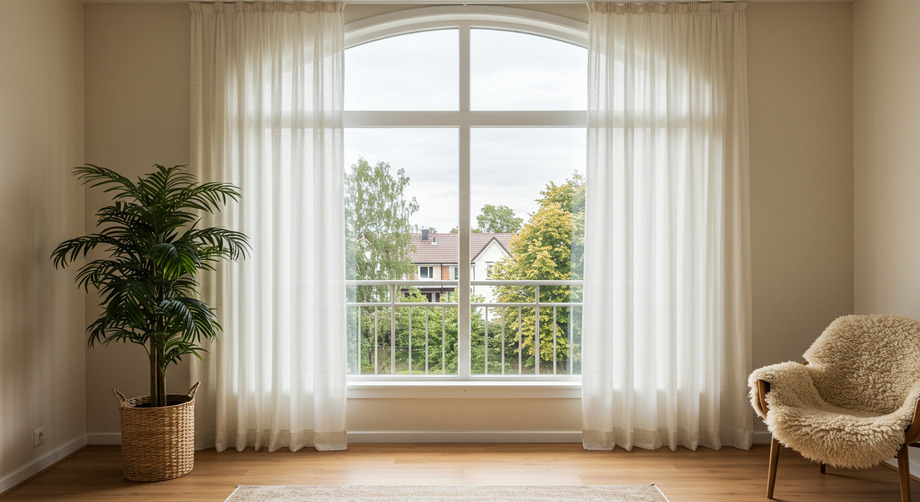 Arched Windows with window coverings