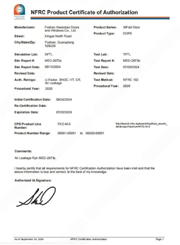 NFRC Certification